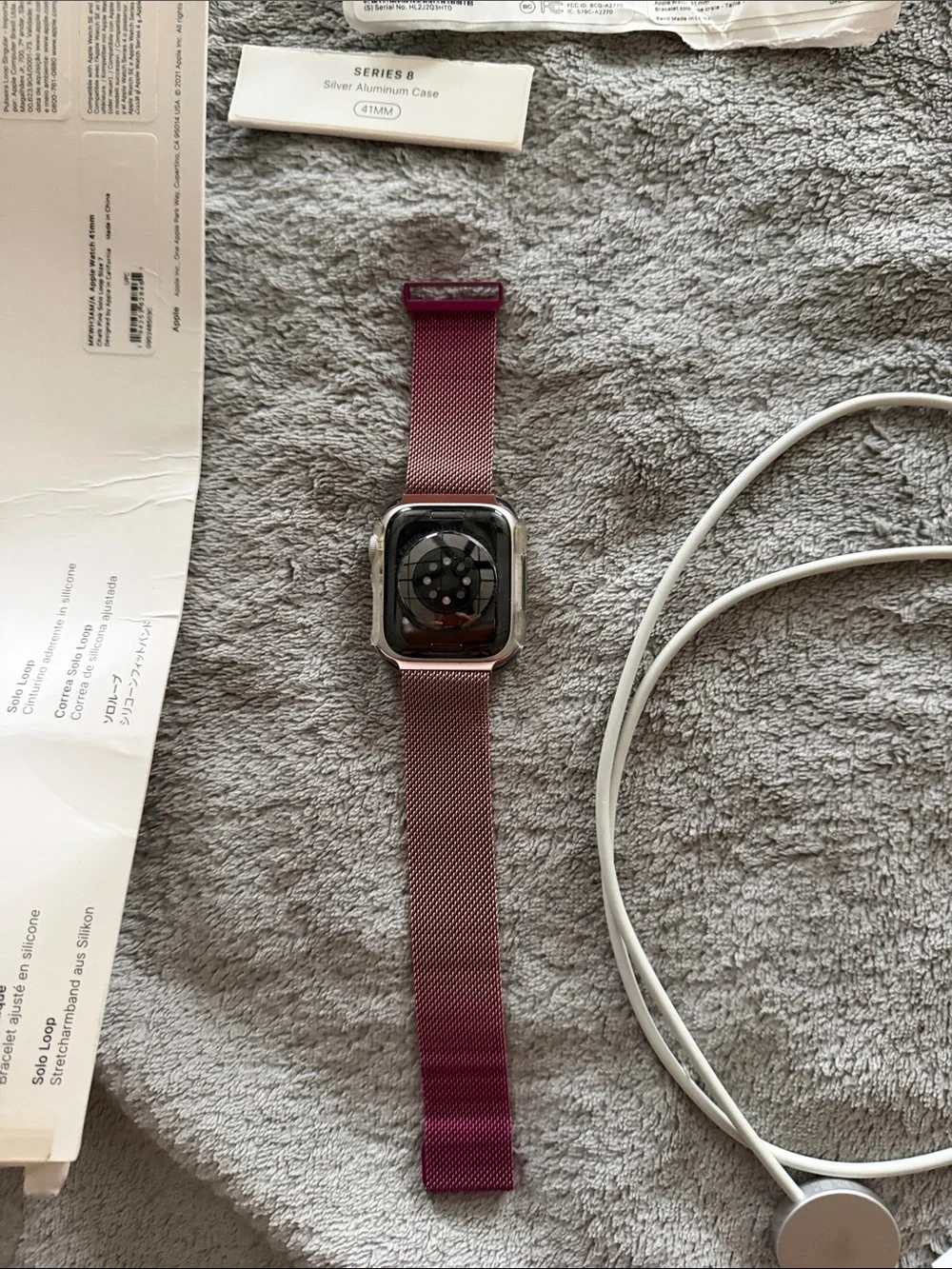 Apple Series 8 Watch with Pink-to-Purple Gradient Milanese Loop Band